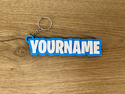 Personalised Fortnite Inspired Keyring - Customise With Any Name